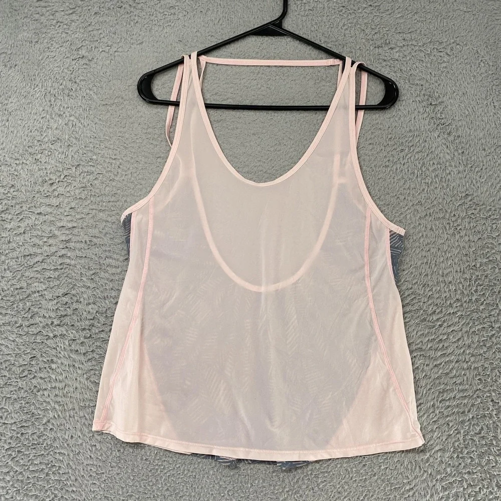 Lululemon Tank Top Womens‎ 10 Light Pink Sheer Overlay Geometric Back Yoga Gym